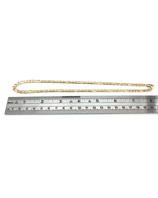 Figaro Link Chain Necklace in Yellow Gold